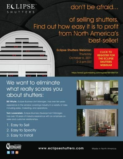 “Don’t be afraid to sell shutters!” Seminar Video Online